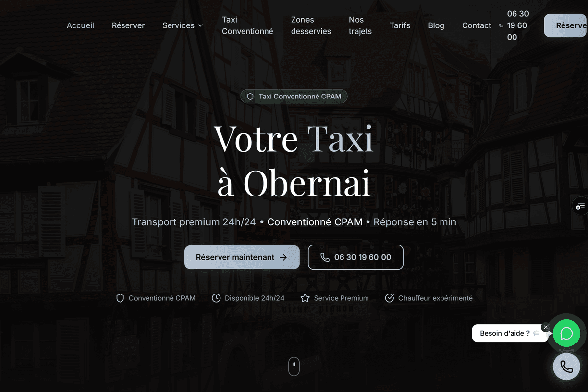 Capture d'écran du site Alsace Grand Est Taxi
