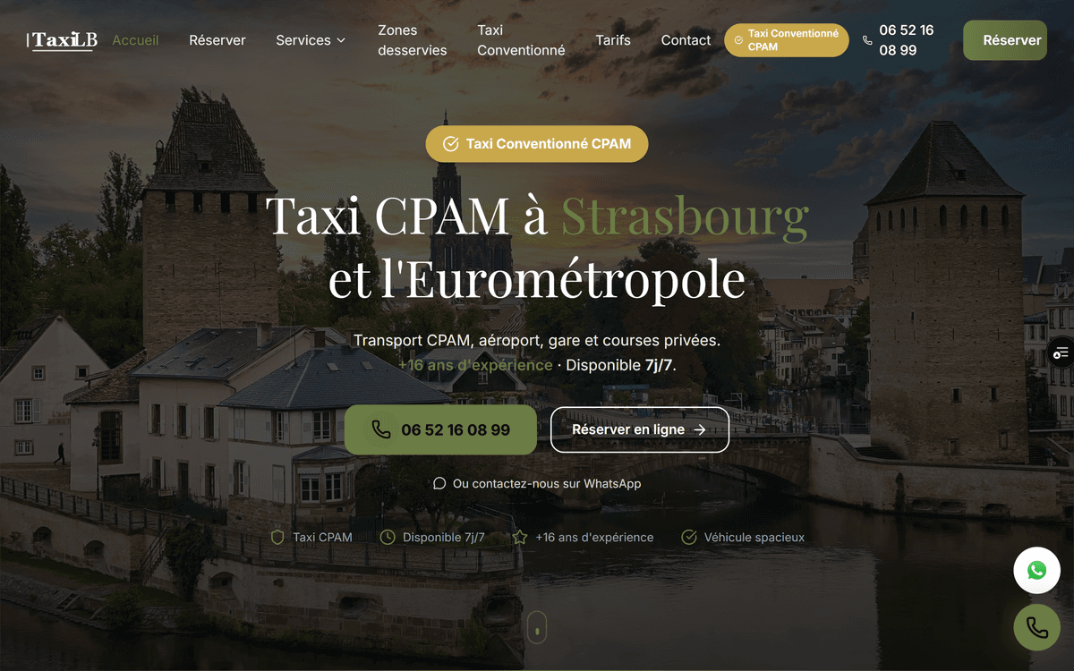 Capture d'écran du site Taxi LB